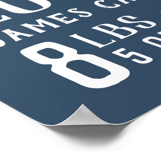 Navy Blue Baby Boy Birth Stats Keepake Poster (Ecke)