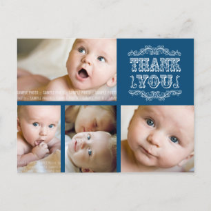 Navy Blue Baby Boy Vielen Dank Foto Post Card Ankündigungspostkarte