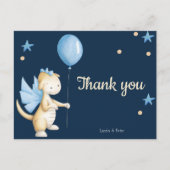 Navy Blue Baby Dragon Danke Baby Dusche Postkarte (Vorderseite)