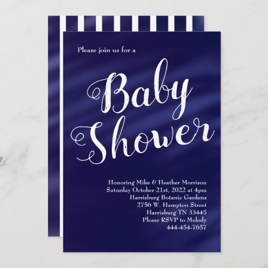 Navy Blue Baby Dusche Boy Nautical Watercolor Einladung (Vorne/Hinten)