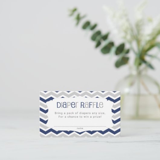 Navy Blue Baby Dusche Windeln Raffle Tickets Begleitkarte (Stehend Vorderseite)