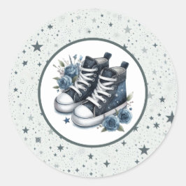 Navy Blue Baby High Tops Baby Dusche Runder Aufkleber