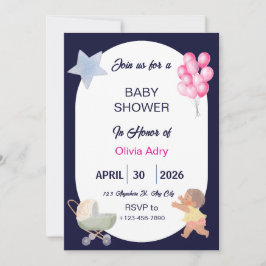 Navy Blue Baby Shower Invitation | Watercolor  Einladung