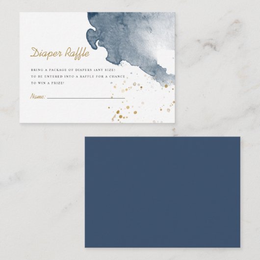 Navy Blue Balloon Wassercolor Boho Diaper Raffle Begleitkarte (Vorne/Hinten)