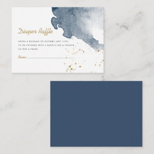 Navy Blue Balloon Wassercolor Boho Diaper Raffle Begleitkarte