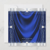 Navy Blue Baptisse Christening Royal Blue Satin Einladung (Rückseite)
