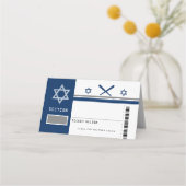 Navy Blue Bar Mitzvah Baseball Ticket Sitzplatz Platzkarte (Vorderseite)