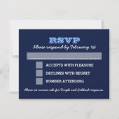 Navy Blue Bar Mitzvah Big UAWG mit Optionen RSVP Karte (Vorderseite)