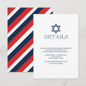 Navy Blue Bar Mitzvah Details Card RSVP Karte (Vorne/Hinten)