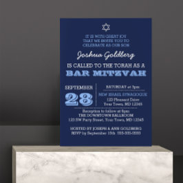 Navy Blue Bar Mitzvah Einladung mit Namensschild