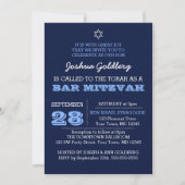 Navy Blue Bar Mitzvah Einladung mit Namensschild (Vorderseite)