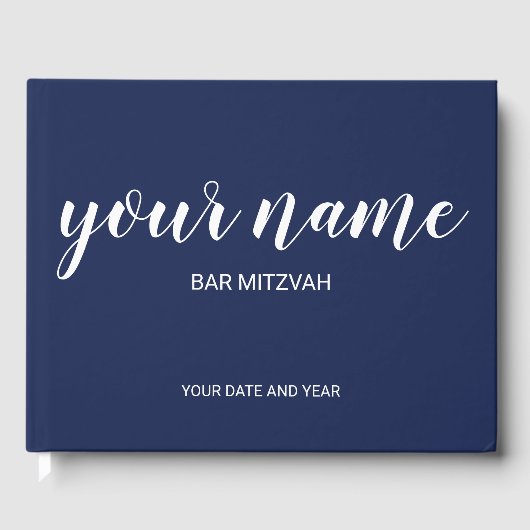 Navy Blue Bar Mitzvah Gast Book Gästebuch (Vorderseite)