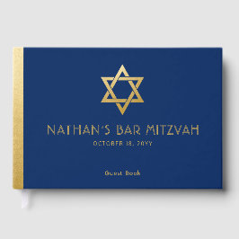 Navy Blue Bar Mitzvah Gold Star von David Custom Gästebuch