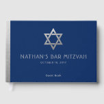 Navy Blue Bar Mitzvah Silver Star von David Custom Gästebuch<br><div class="desc">Elegantes modernes,  blauer und silberner Klassiker Bar mitzvah personalisierte maßgeschneiderte Gästebuch mit individuelle Name,  Datum und Star of David.</div>