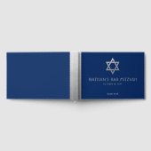 Navy Blue Bar Mitzvah Silver Star von David Custom Gästebuch (Voll)