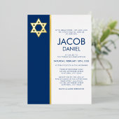Navy Blue Bar Mitzvah Star von David Gold Folieneinladung (Stehend vorne)