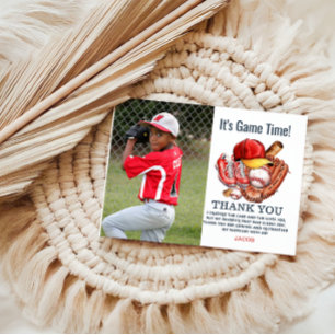 Navy Blue Baseball Kindergeburtstag Party Dankeskarte