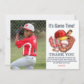 Navy Blue Baseball Kindergeburtstag Party Dankeskarte (Vorderseite)