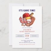 Navy Blue Baseball Kindergeburtstag Party Einladung (Vorderseite)