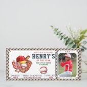 Navy Blue Baseball Kindergeburtstag Party Einladung (Stehend Vorderseite)