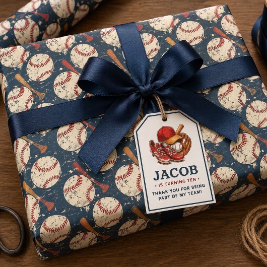 Navy Blue Baseball Kindergeburtstag Party Geschenkpapier