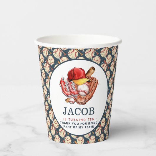 Navy Blue Baseball Kindergeburtstag Party Pappbecher (Rückseite)