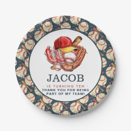 Navy Blue Baseball Kindergeburtstag Party Pappteller