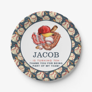 Navy Blue Baseball Kindergeburtstag Party Pappteller