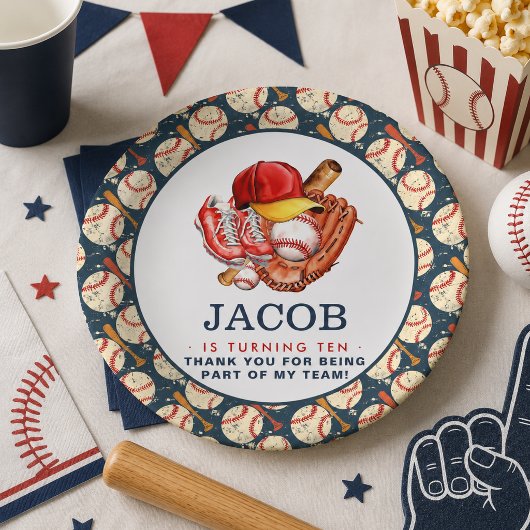 Navy Blue Baseball Kindergeburtstag Party Pappteller