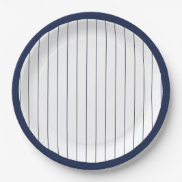 Navy Blue Baseball Pinstripe Geburtstagsparty Pappteller