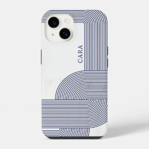 Navy Blue Bauhaus Design iPhone 14 Hülle