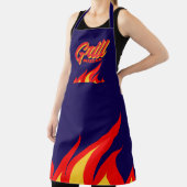 Navy blue BBQ apron with red hot fire flames Schürze (InSitu)