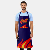 Navy blue BBQ apron with red hot fire flames Schürze (Getragen)