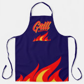 Navy blue BBQ apron with red hot fire flames Schürze (Vorderseite)