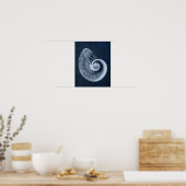 Navy Blue Beach Decor Seashell Art Print No. 11 Poster (Küche)