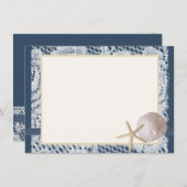 Navy Blue Beach Lace Sand Dollar Vielen Dank Dankeskarte (Vorne/Hinten)