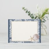 Navy Blue Beach Lace Sand Dollar Vielen Dank Dankeskarte (Stehend Vorderseite)