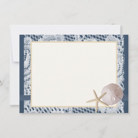 Navy Blue Beach Lace Sand Dollar Vielen Dank Dankeskarte (Vorderseite)