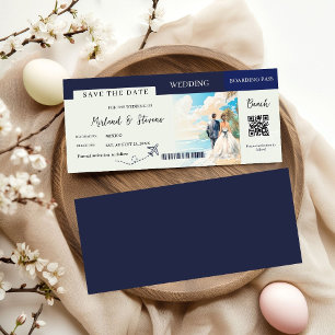 Navy Blue Beach Nautical Boarding Hochzeit Save The Date