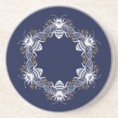 Navy Blue Bee Circle Getränkeuntersetzer (Vorne)