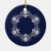 Navy Blue Bee Circle Keramik Ornament (Vorne)