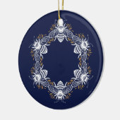 Navy Blue Bee Circle Keramik Ornament (Links)