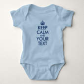 Navy Blue Behalte Ruhe und Ihren Text Baby Strampler (Vorderseite)