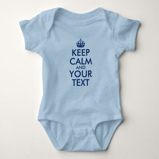 Navy Blue Behalte Ruhe und Ihren Text Baby Strampler (Vorderseite)