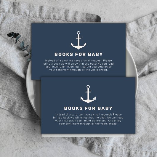 Navy Blue Beige Ankerbücher für Babydusche Begleitkarte