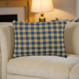 Navy Blue Beige Buffalo Kariert rustikale Muster D Dekokissen
