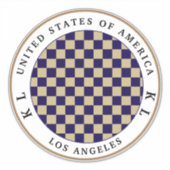 Navy Blue, Beige Checkerboard für Ferienaufkleber Aufkleber (Vorderseite)