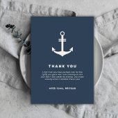 Navy Blue Beige Nautical Anchor Baby Dusche Dankeskarte