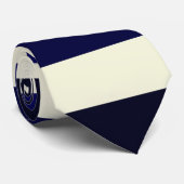 Navy-Blue-Beige-Streifen Krawatte (Gerollt)