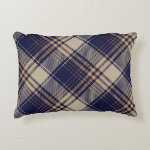 Navy Blue Beige Tartan Karierte Raute Muster Dekokissen